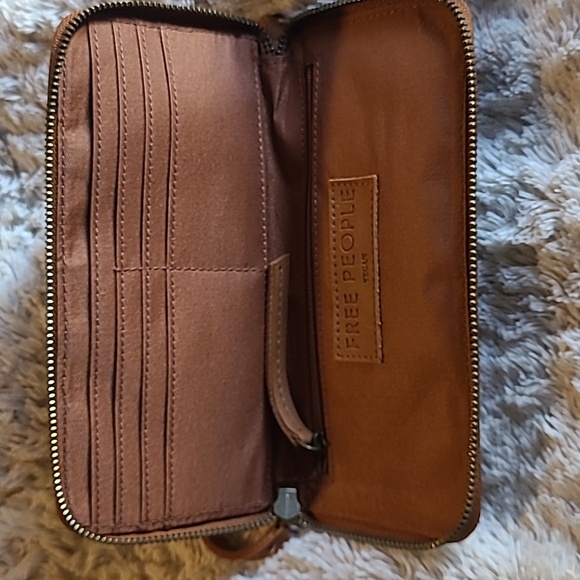 Free People Tan Wristlet Clutch with Diagonal Zip Accent - Picture 3 of 3